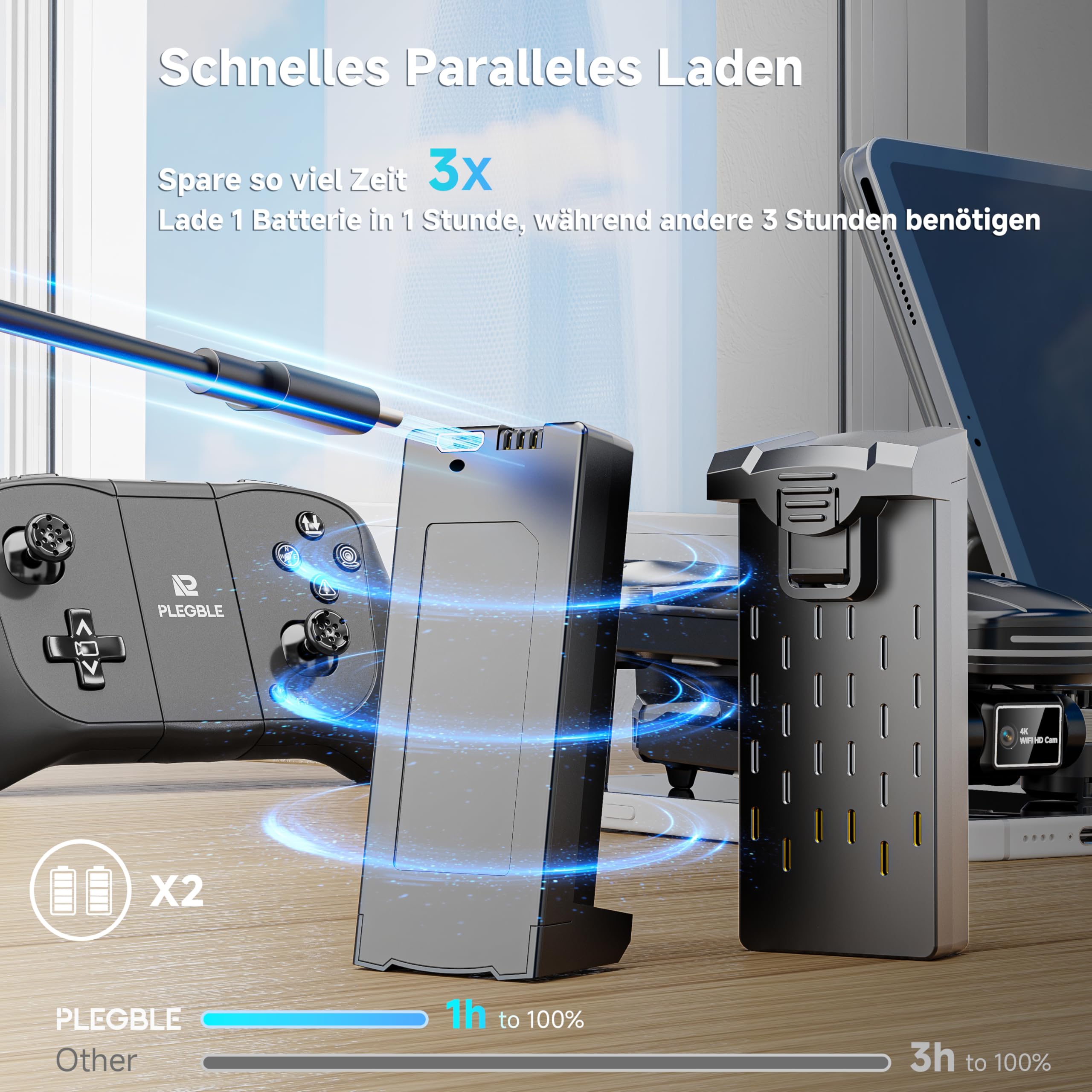 PLEGBLE Drohne mit Kamera 4K für Kinder, Mini Drohne Erwachsene, Bürstenlosem Motor FPV RC Drone mit 5G WiFi, Höhenhaltung, 3D Flip, Kopflos Modus, Flugbahn, Spielzeug Geschenke für Jungen ab 8 Jahre