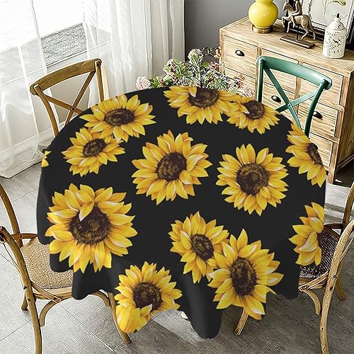 JZDACH Mantel redondo, mantel lavable con girasoles amarillos para restaurante, picnic, boda, comedor interior y exterior, 48 pulgadas disponible en Yaxa Peru