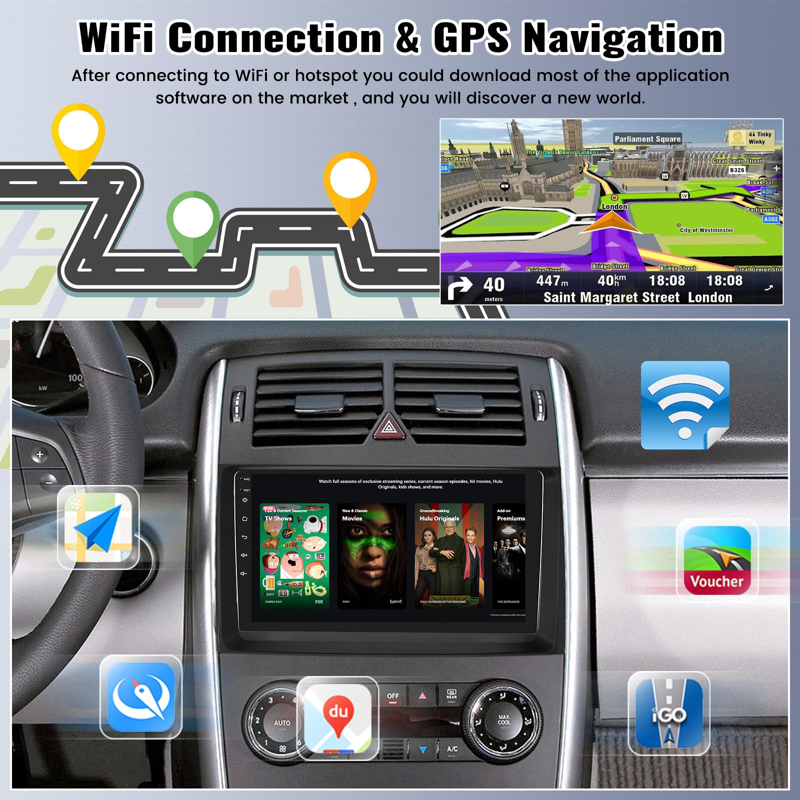 8 Core 4G+64G DAB CAMECHO 2Din Autoradio Android 13 per Mercedes Benz Classe A/B Classe W245 Viano Vito W639 Sprinter con Carplay Android Auto, 9 Pollici Radio con Navi WiFi BT FM/RDS