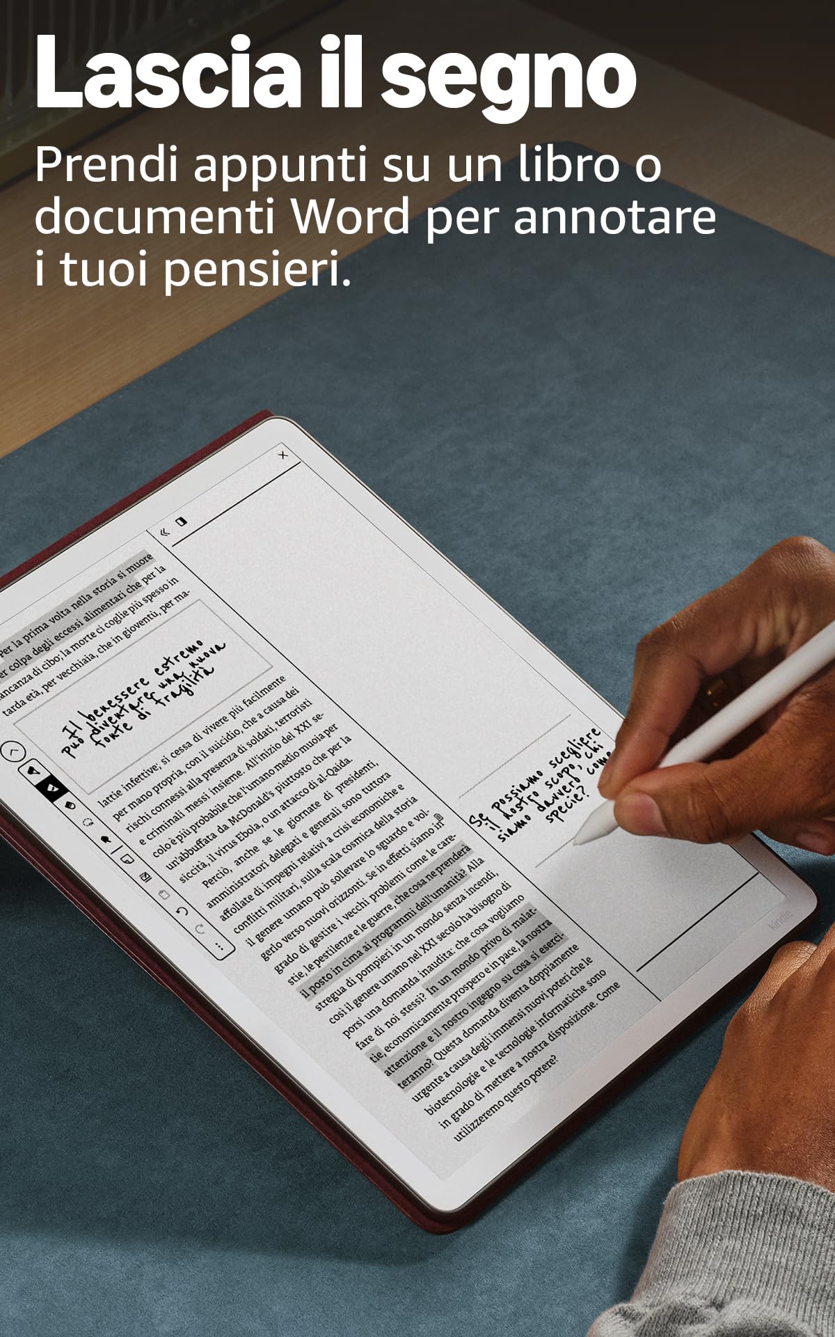 Amazon Kindle Scribe 64 GB (Grafite) + Penna Premium + Custodia | In pelle di prima qualità (Porpora) + USB-C Caricabatterie