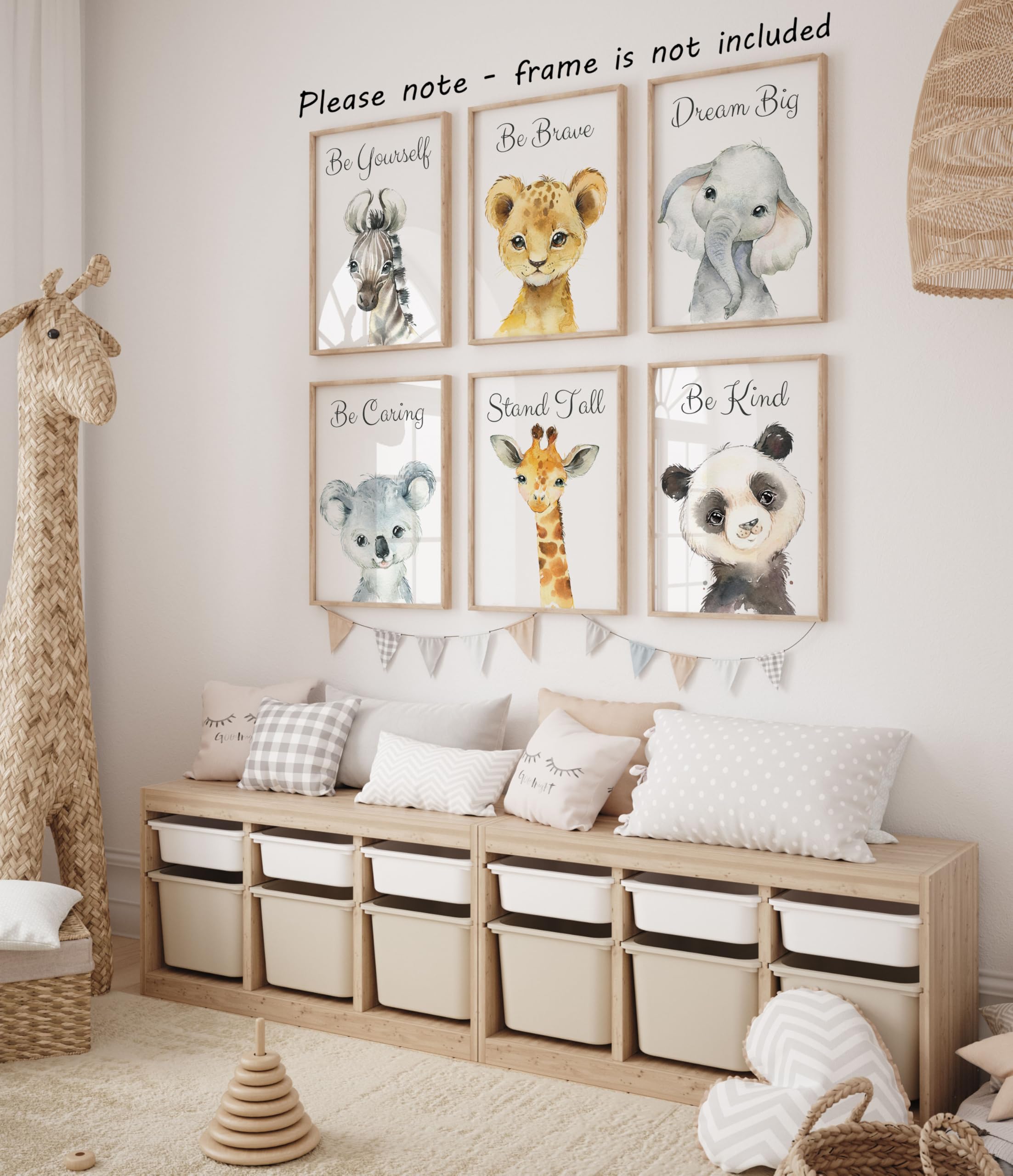 Eviepops Prints Colourful Safari Animals With Quotes Set of 6 Unframed Poster Prints for Baby Girl or Boy Nursery Bedroom Safari Jungle Theme Wall Art - Image 4