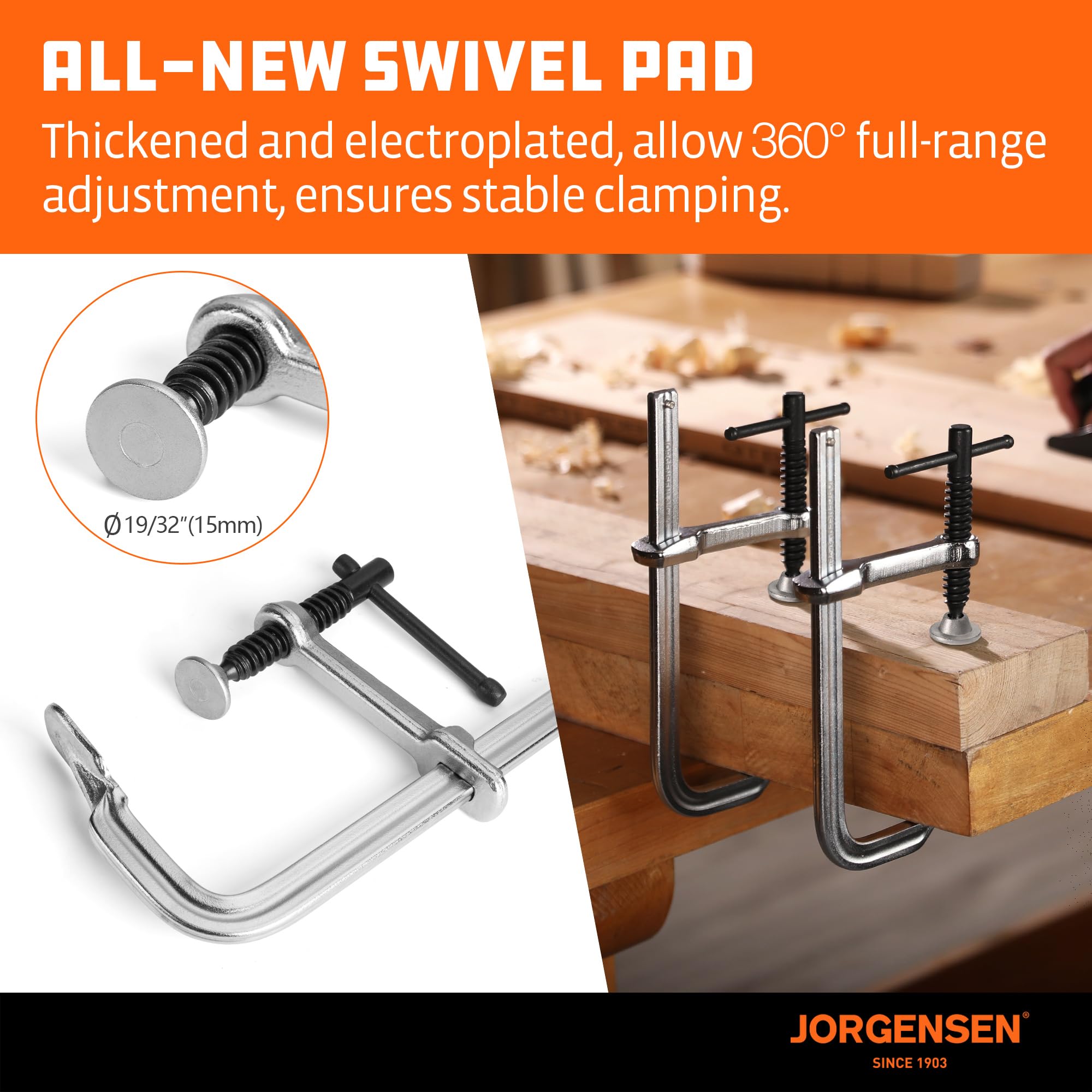 Jorgensen Bar Clamps, 6-Inch Heavy-duty Drop Forged Steel Bar Clamps for Woodworking and Welding, 2 Pack