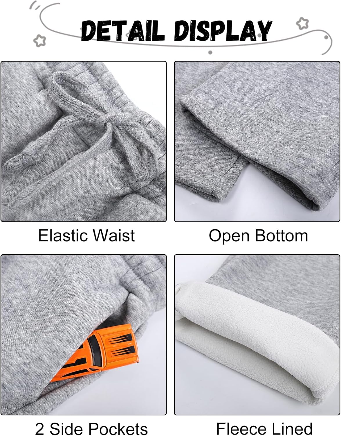 Flygo Boys Sweatpants Fleece Jogger Sherpa Lined Boys Athletic Pants Kids Sweatpants with Pockets - Image 5
