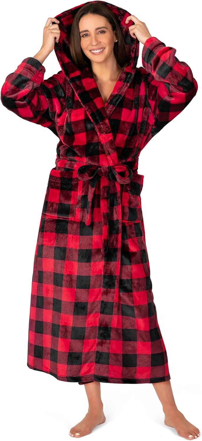 PAVILIA Robes For Women, Fleece Soft Fluffy Bathrobe, Plush Cozy Long Spa Robe