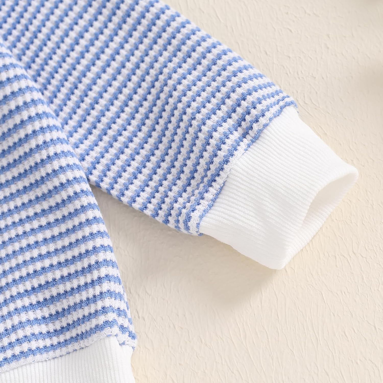Baby Boy Fall Clothes Set Long Sleeve Crewneck Sweatshirts Pants Infant Newborn Waffle Stripe Outfits 6 12 18 24 Months - Image 5