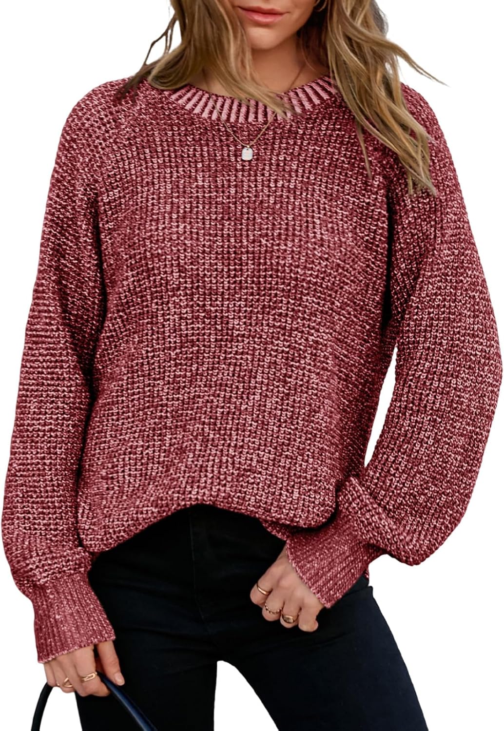 Dokotoo Womens Oversized Cozy Sweaters 2025 Long Sleeve Waffle Knit Casual Chunky Pullover Sweater Winter Clothes