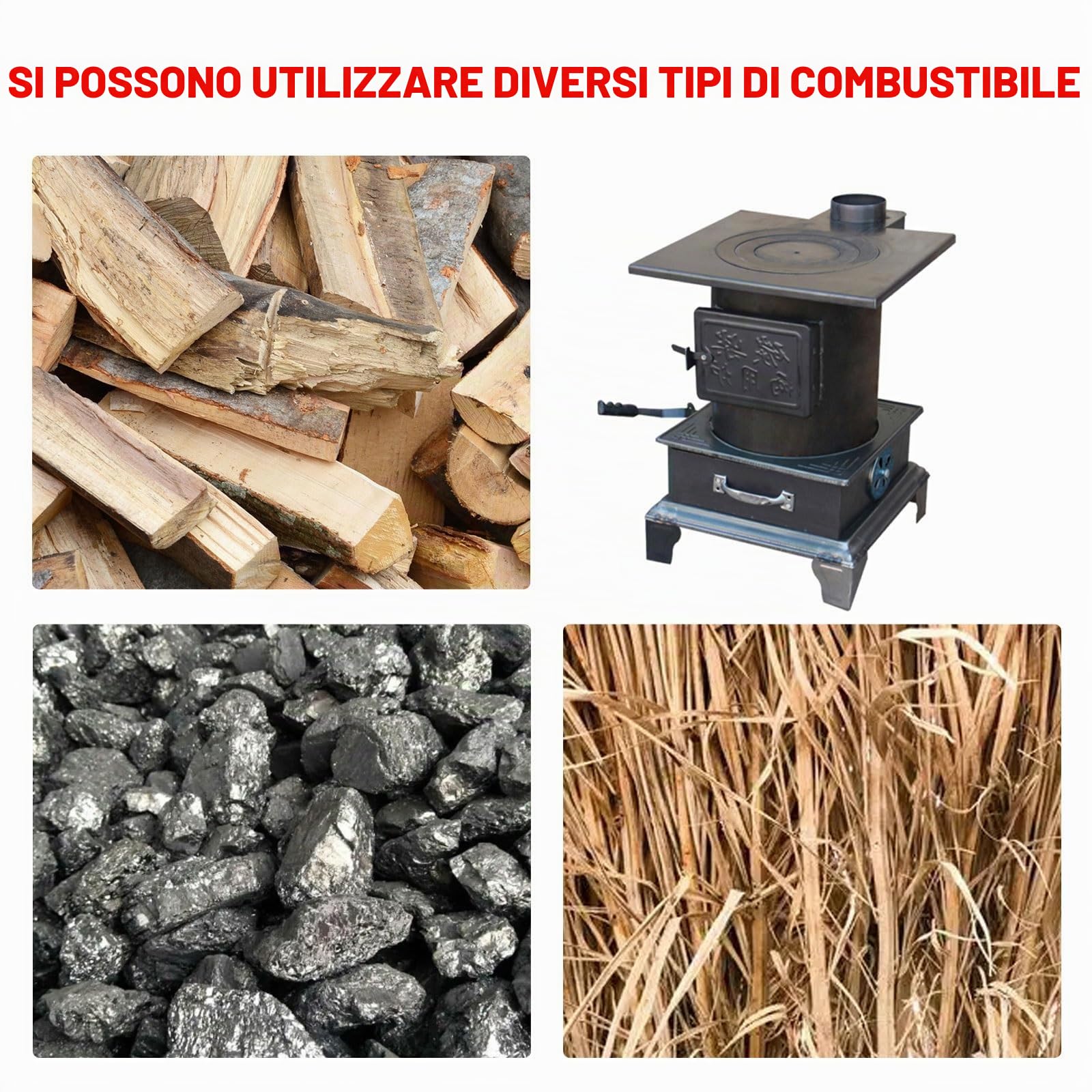 Stufa a Pellet E Legna Portatile - Grande Scatola Grigia, Piccola Ghisa per Interni, Esterni, Picnic Escursionistico, Caccia