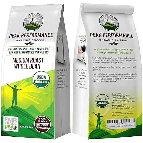 Miniatura 6 de Peak Performance Café orgánico de altura. Sin pesticidas, Comercio justo, no OMG, lleno de antioxidantes. Frijoles y tierra saludables