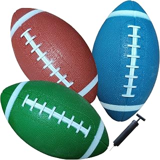 AppleRound 3-Pack 8-Inch Waterproof Footballs for Kids & Teens - Pool, Beach, Backyard with Pump Included