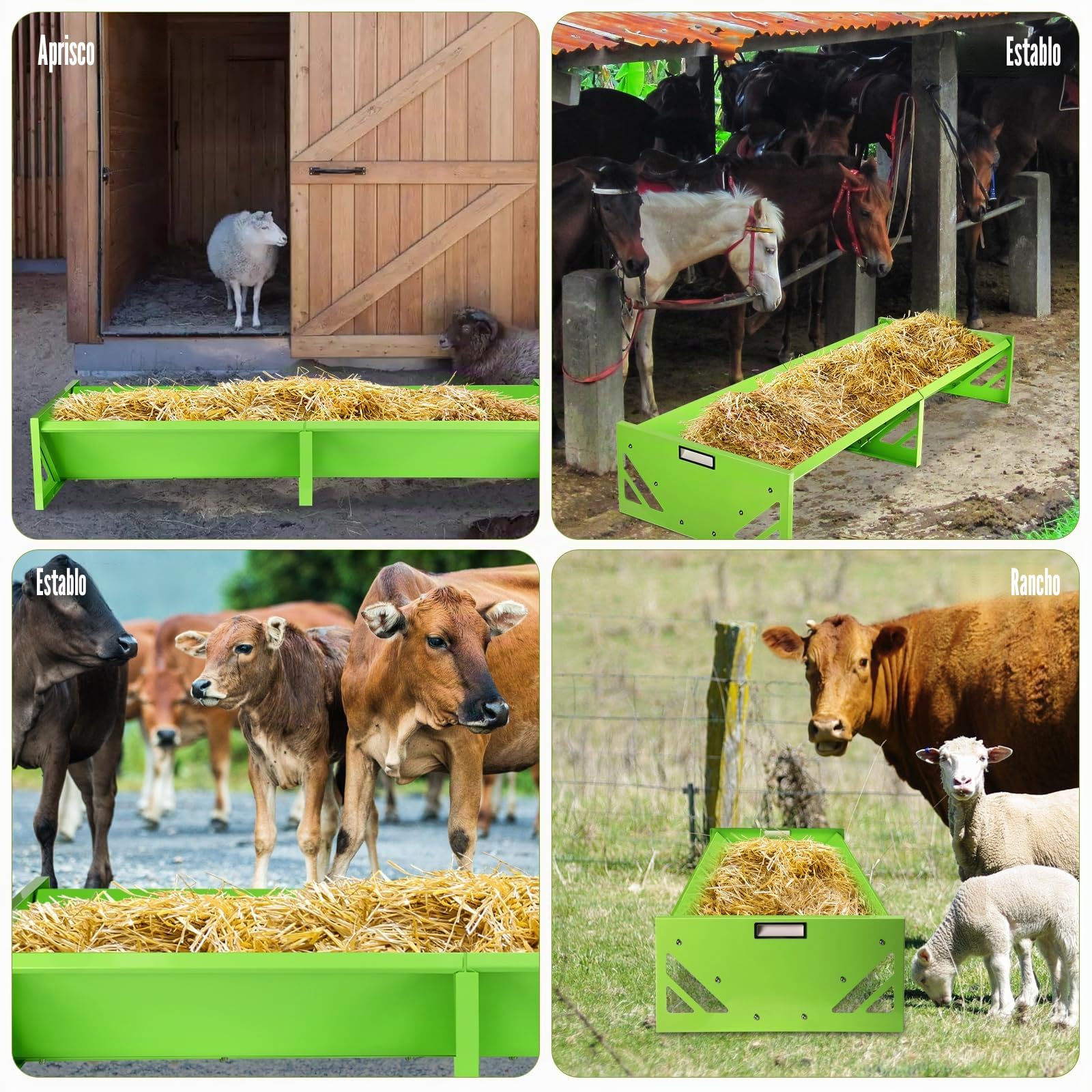 Comedero para Cabras 138 Cm Comedero para Ganado Comedero de Gran Capacidad Comedero MetáLico Comedero Resistente para Caballos Comedero para Ganado Vacuno, Vacas, Caballos, Ovejas, Cabras y Terneros
