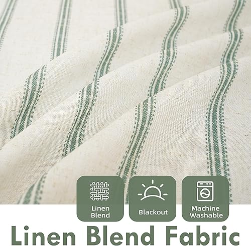 Vista 129 de DriftAway Cortinas opacas de mezcla de lino de 63 pulgadas de largo para dormitorio, cortinas de lino con estampado de rayas verticales, con Gris