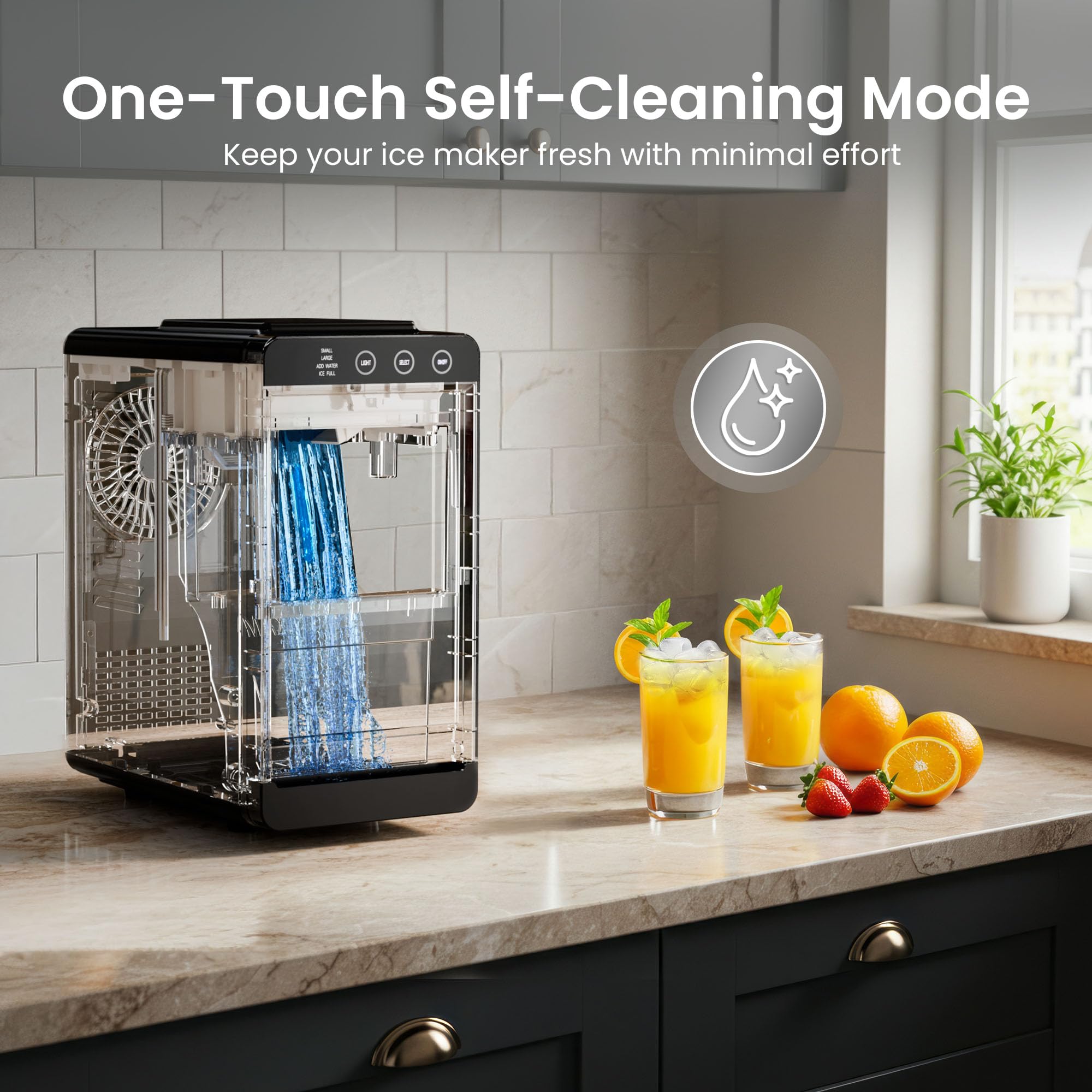 Kismile Ice Makers Countertop,26lbs/Day,Portable Countertop Ice Machine,Ice Basket/Scoop For Home & Kitchen(Green) on Fridge.com - View 5
