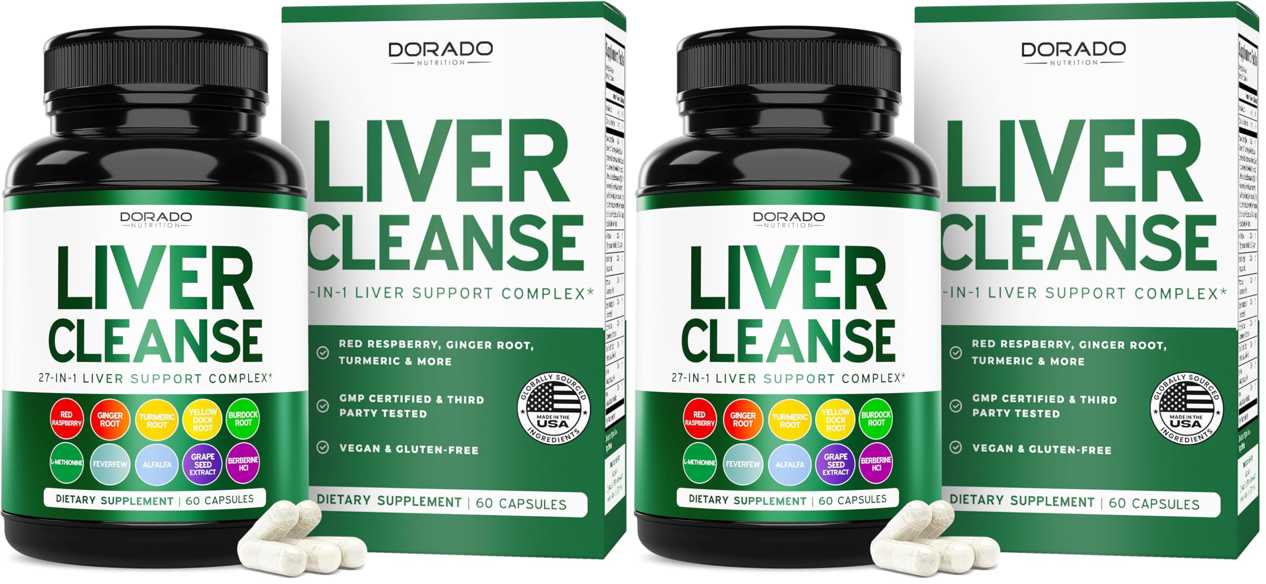 Liver Cleanse Detox & Repair (27 in 1 Formula - Milk Thistle, Dandelion Root, Turmeric, Artichoke Extract & More) - Detox Cleanse Supplement, Liver Support for Adults, Vegan - 60 Capsules (Pack of 2) 60 Count (Pack of 2)