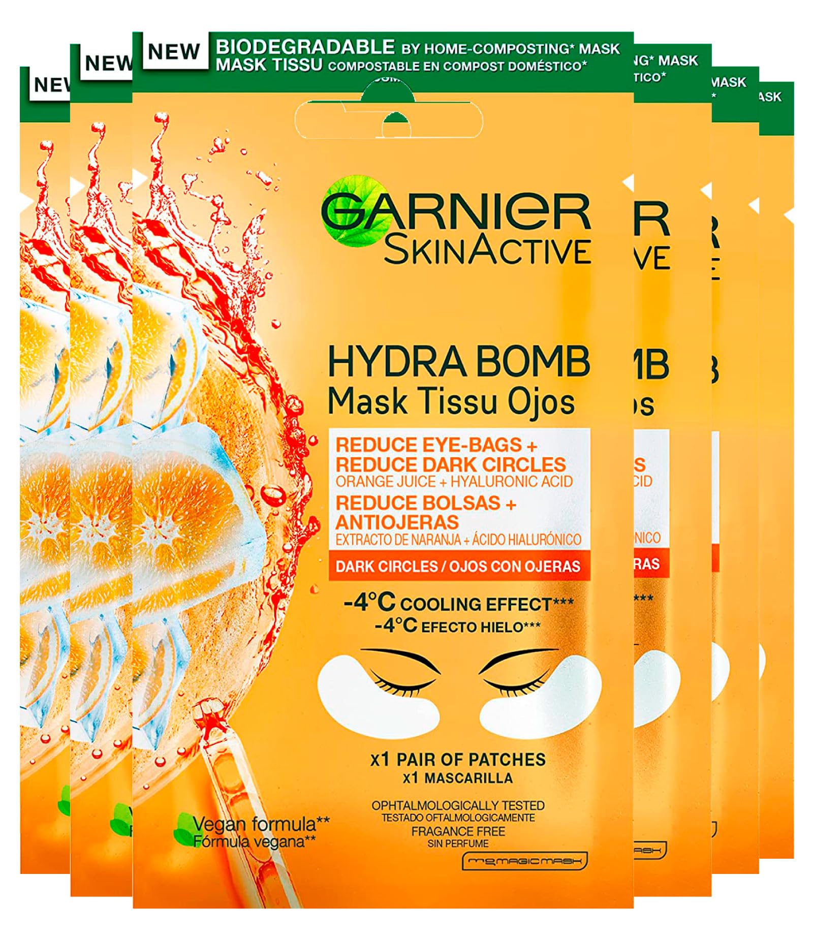 3x Garnier SkinActive Hydra Bomb Mascarilla Facial en Tela Hidratante y Matificante con Té Verde y Ácido Hialurónico — view 7