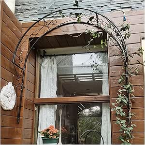 Half Side Garden Arch, Metal Wall Mounted Rose Arch, Pergola Trellis Grape Vines Archway Outdoor Decoration Garden Arbor Arbours For Climbing
