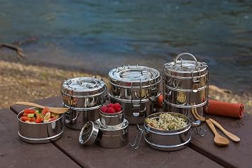 To Go Ware Large 3-Tier Stainless Steel Lunch Box with Small Sidekick Container | Tiffin Lunch Box | Eco Friendly