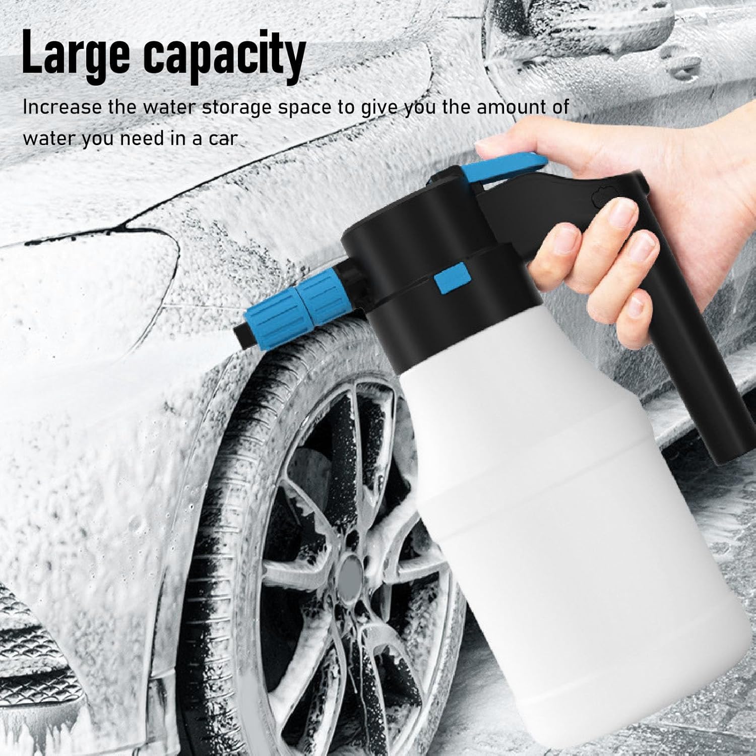 1.5L Electric Foam Sprayer, Cordless Car Wash Foam Gun, Garden Sprayer, PP Electric Foam Spray Bottle for Car Washing Garden Watering, Foam Cannon Electric Foam Sprayerfor Hose