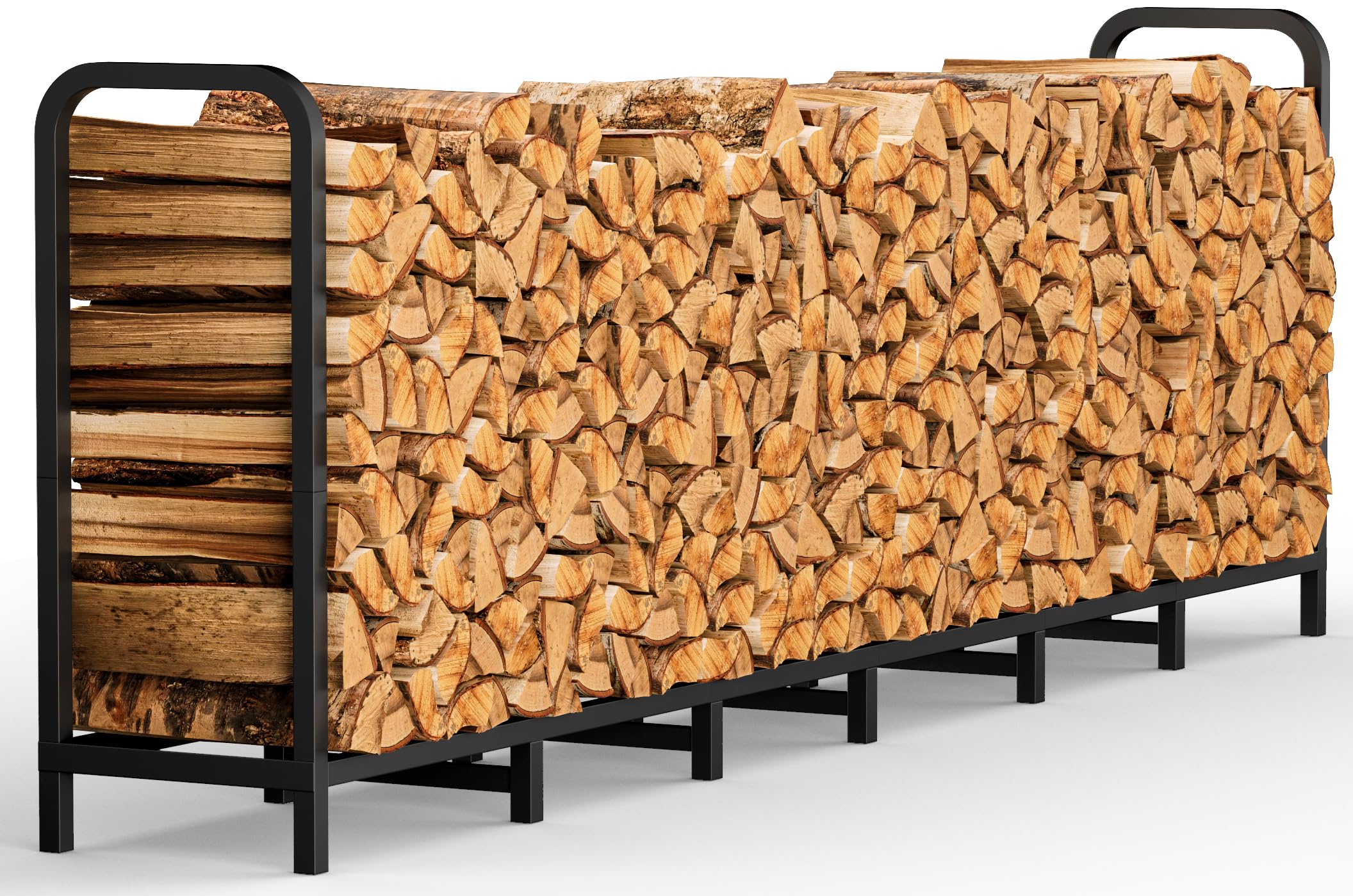 Artigarden Brennholzregal 244 cm, Verstellbar & Stabiler Feuerholzständer für Kamin, Innen & Außen, Metall Holzstapelhalter, Regal für Kaminholz, Schwarz