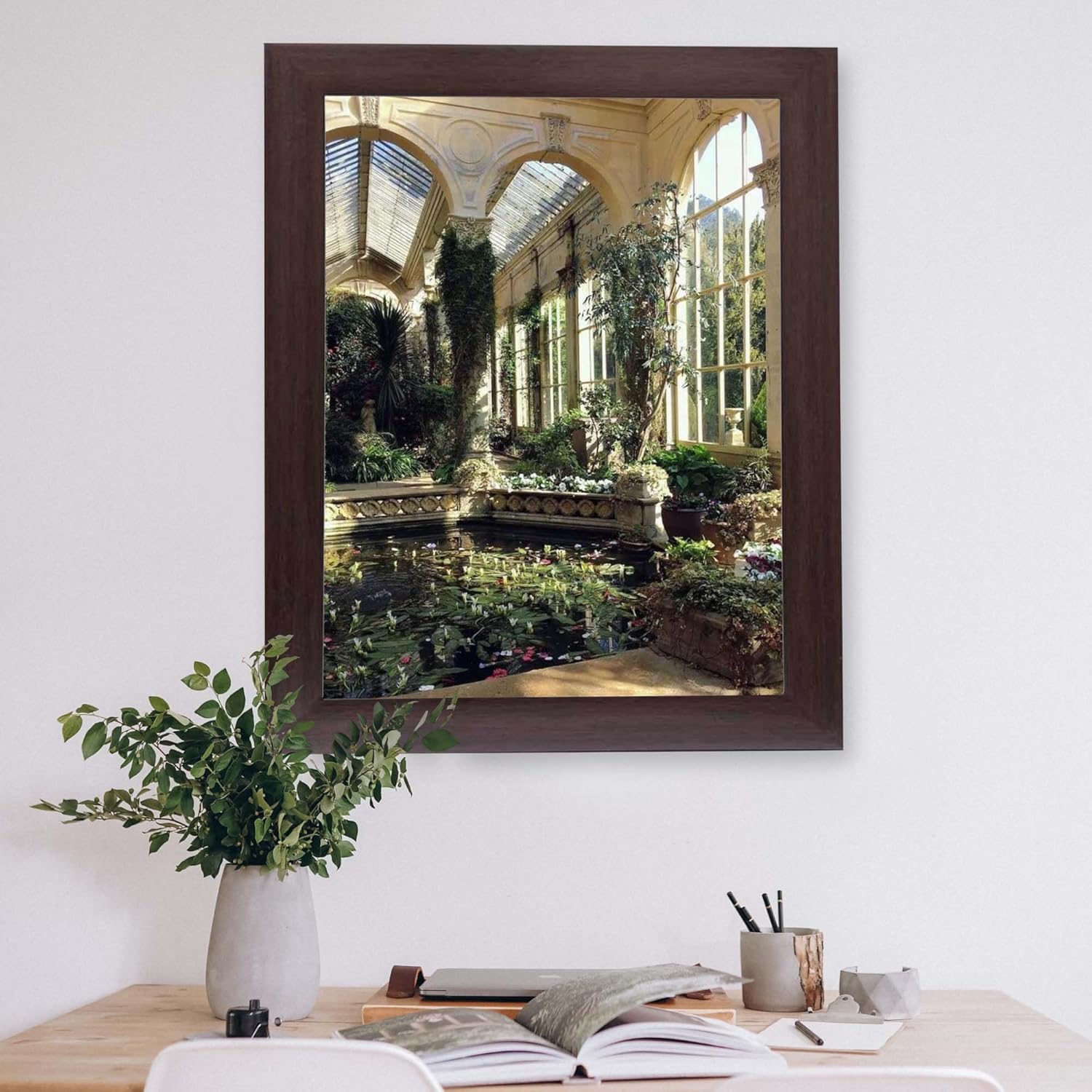 InkFlow Posters Sunlit Conservatory Pond Poster - Greenhouse Botanical Photography - Serene Wall Art for Living Room, Bedroom, Home - Timeless Garden Decor - 16x20 Unframed Canvas Print