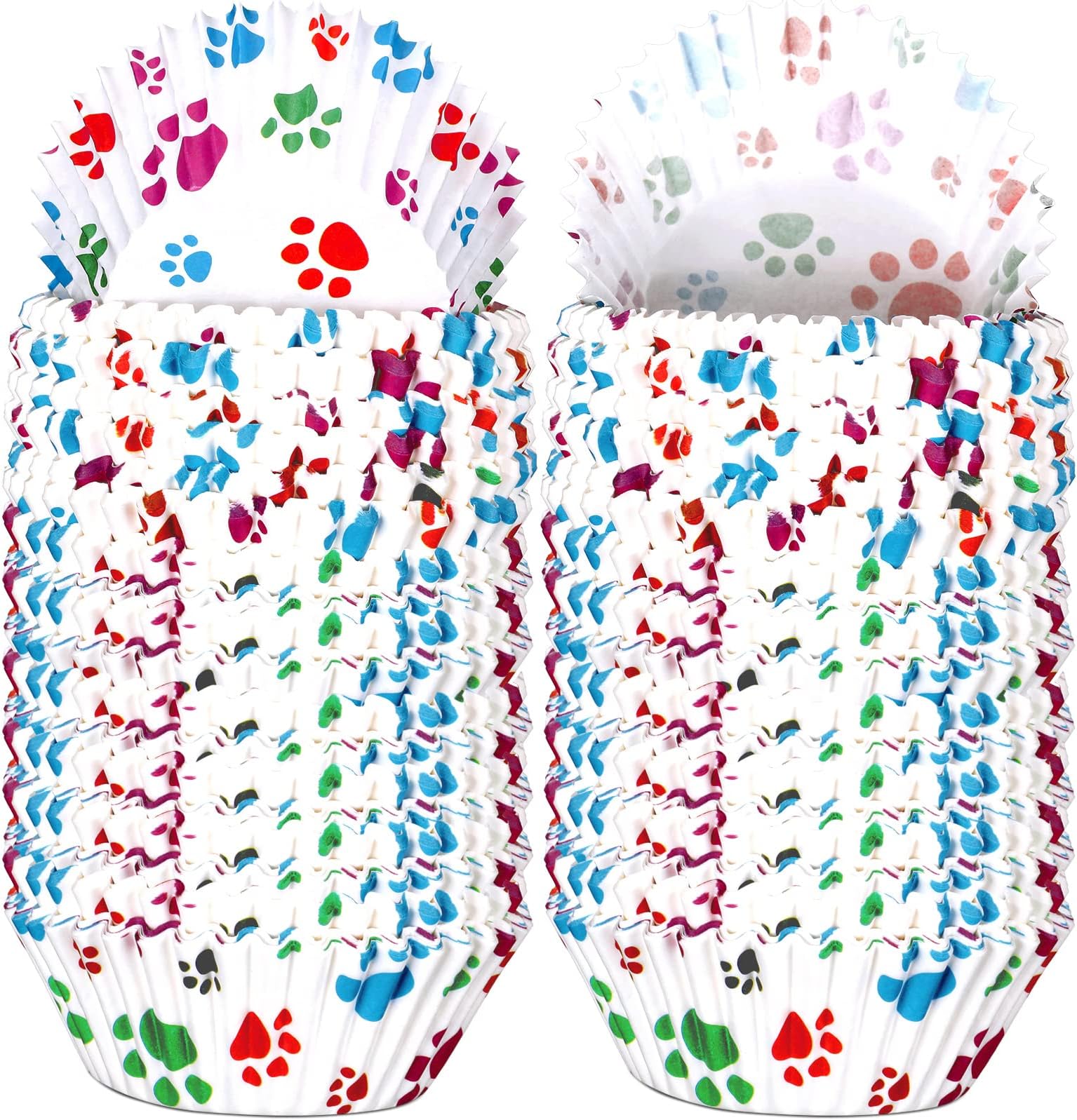 200 Pcs Paw Bone Cupcake Liners Dog Wrappers Paw Pattern Cup Cake Holder Puppy Dog Theme Cupcake Wrappers for Baby Shower Birthday Party Supplies(Multi Color)