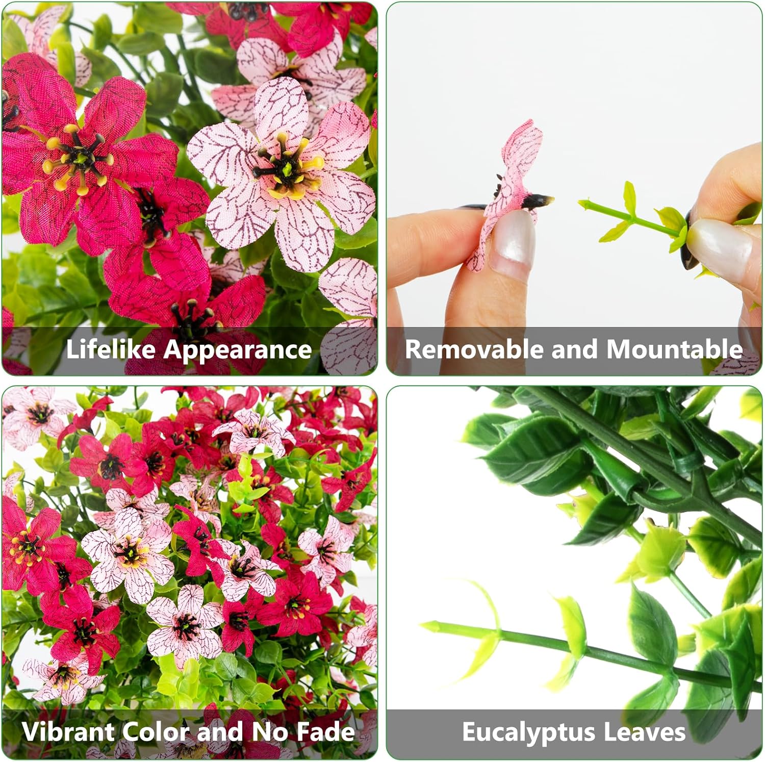 Artificial Flowers for Outdoors Decoration, 2 PCS Fake Flower Plants UV Resistant Faux Hanging Spring Flowers Long Trailing Vines for Home Porch Garden Patio Yard (Mix Hot Pink and Pink) - Image 4