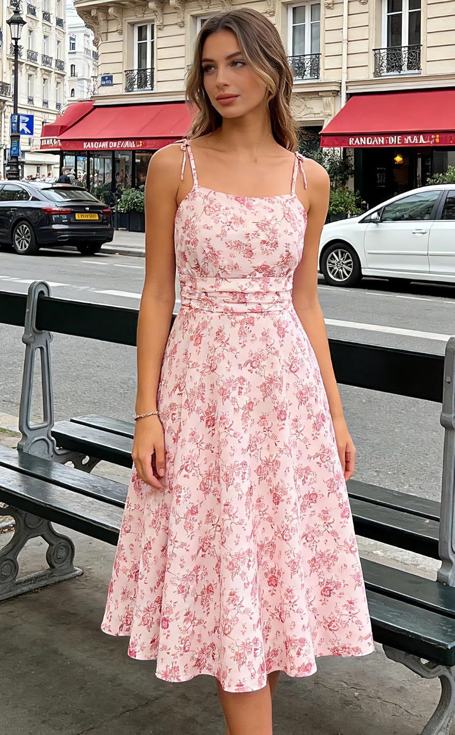 Belle Poque 2026 Summer Dress for Women Spaghetti Strap Flowy Midi Beach Sundress Vintage Wedding Guest Cocktail Dress - Image 2