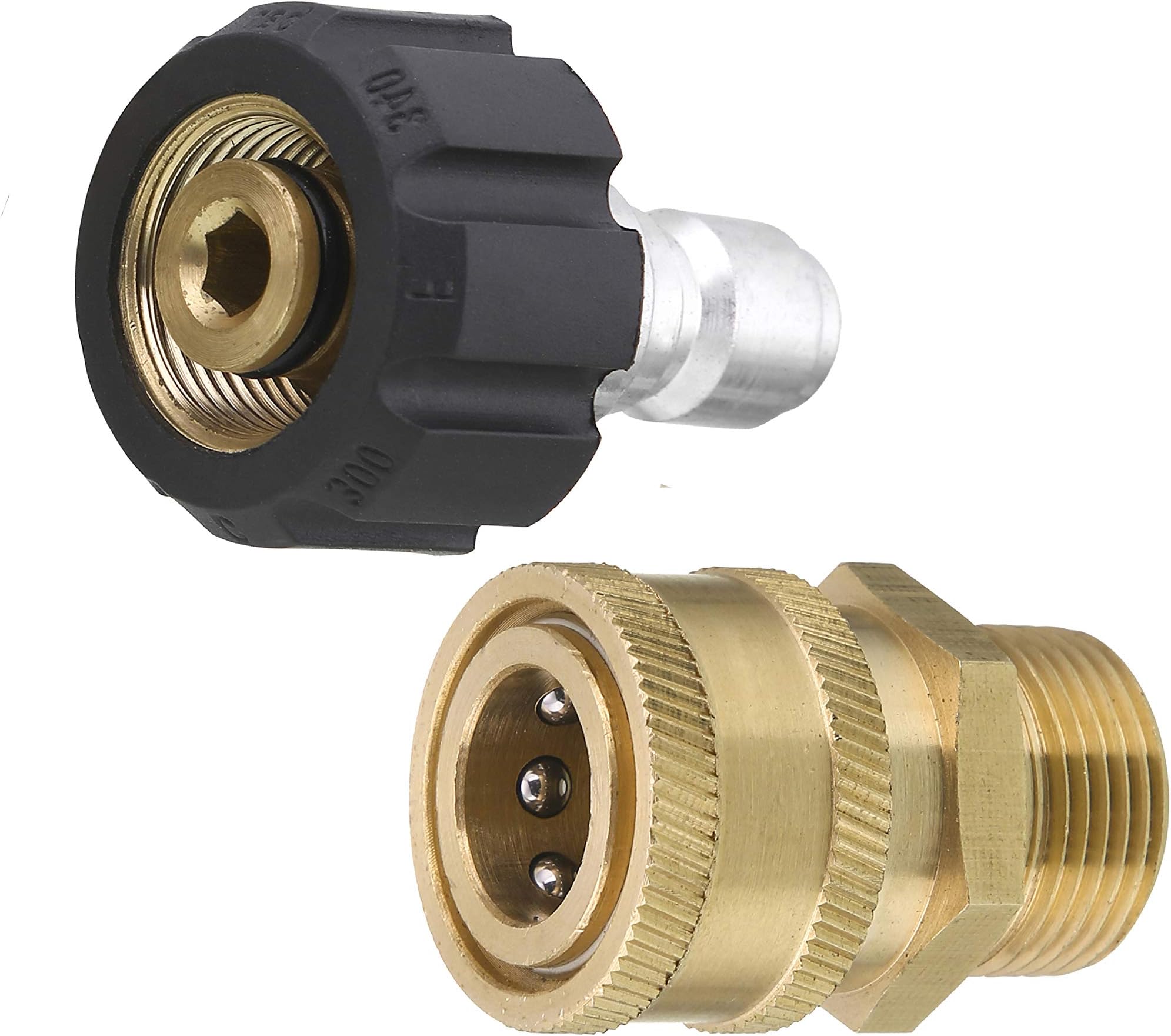 Tool Daily Pressure Washer Adapter Set, Quick Connect Kit, Metric M22 15mm Female to M22 Male Fitting, 5000 PSI