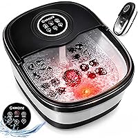 Vista 1 de KNQZE Bañera de spa plegable con calor y control remoto, masaje de burbujas, control de temperatura, luz roja, temporizador, 16 rodillos y piedra