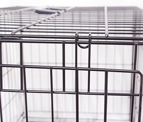 Miniatura 8 de Jaula para perros duradera y plegable de alambre metálico con bandeja, puerta individual, 24 x 16.7 x 19 pulgadas, negro