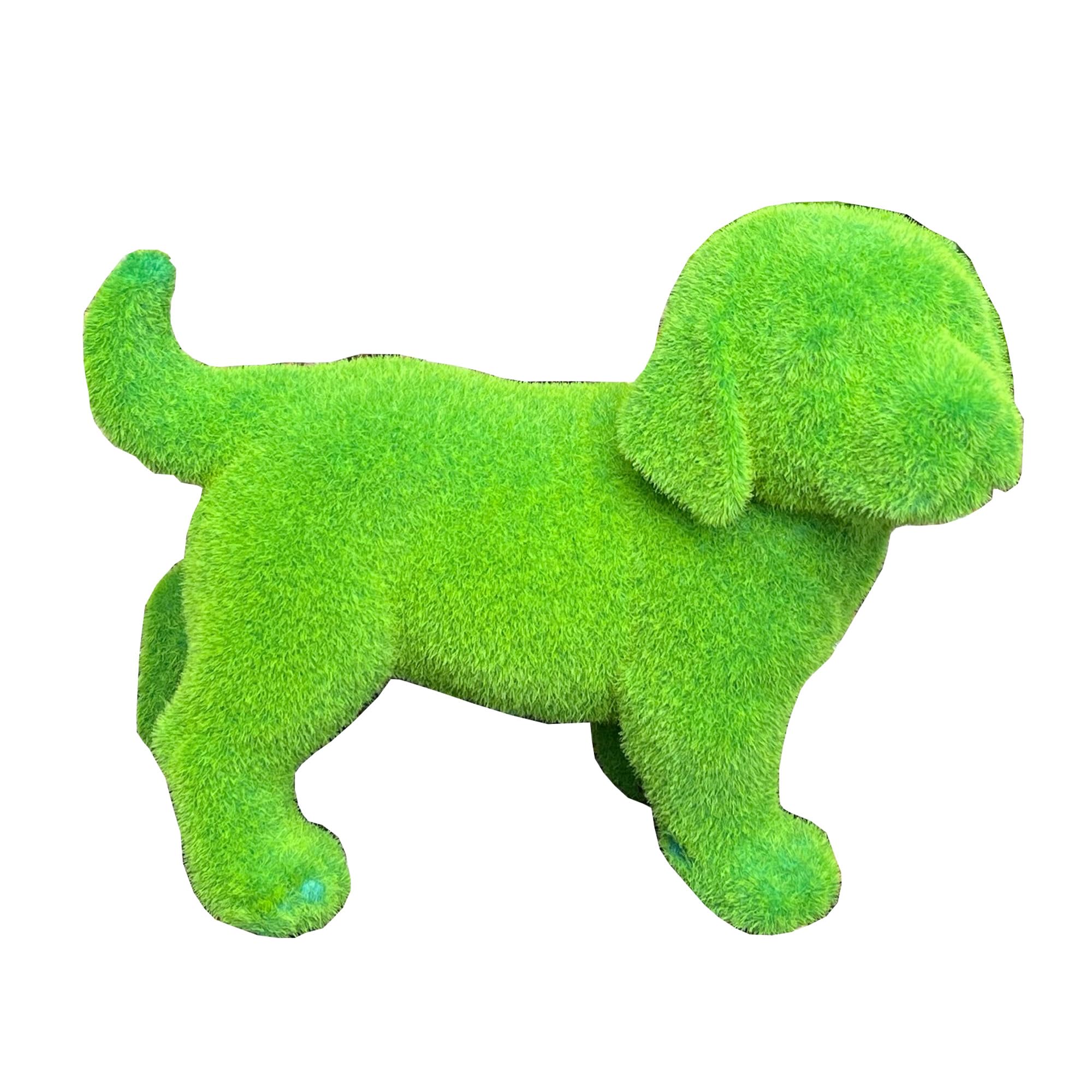 Alfie Francis 27cm (Length) Outdoor Ceramic Dog Garden Ornament Statue Covered in Artificial Grass