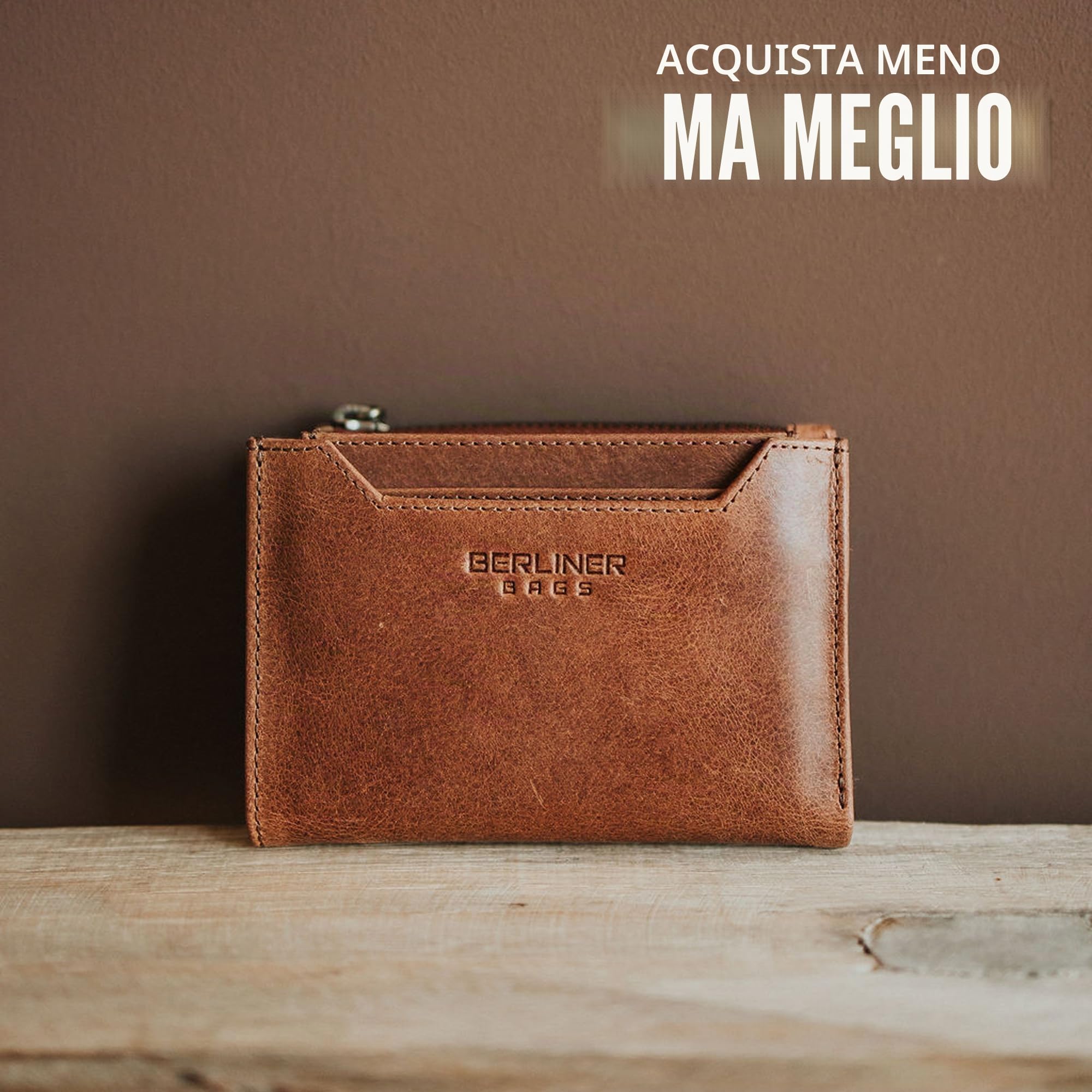 Berliner Bags Portafoglio Donna Pelle Blanca, Compatto con Portamonete, Porta Carte e Protezione RFID, Portafoglio Piccolo Capiente – Marrone