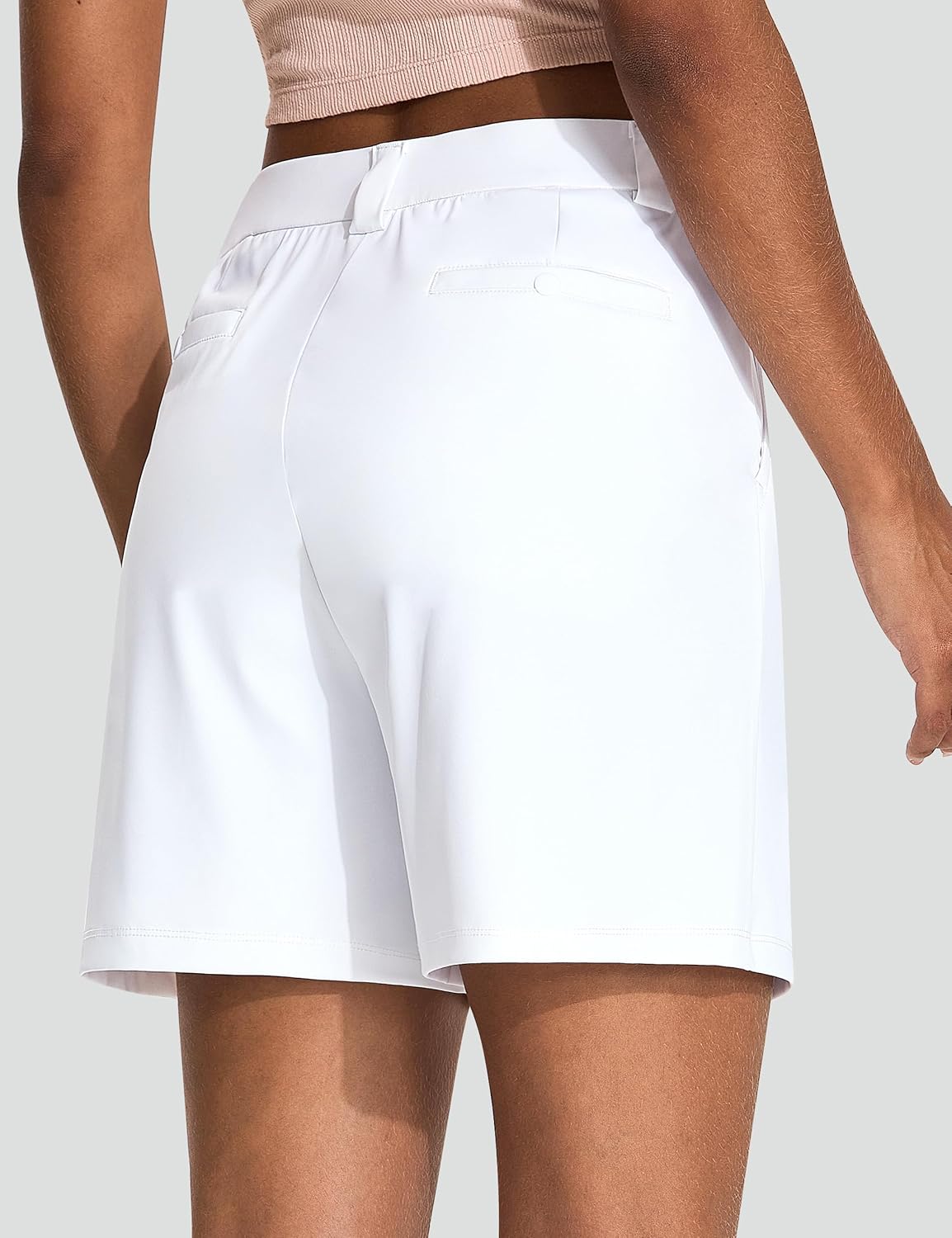 KPSUN Womens 5" Golf Dressy Shorts Stretchy Lightweight Bermuda Short with Pockets Button Closure for Casual Summer Work