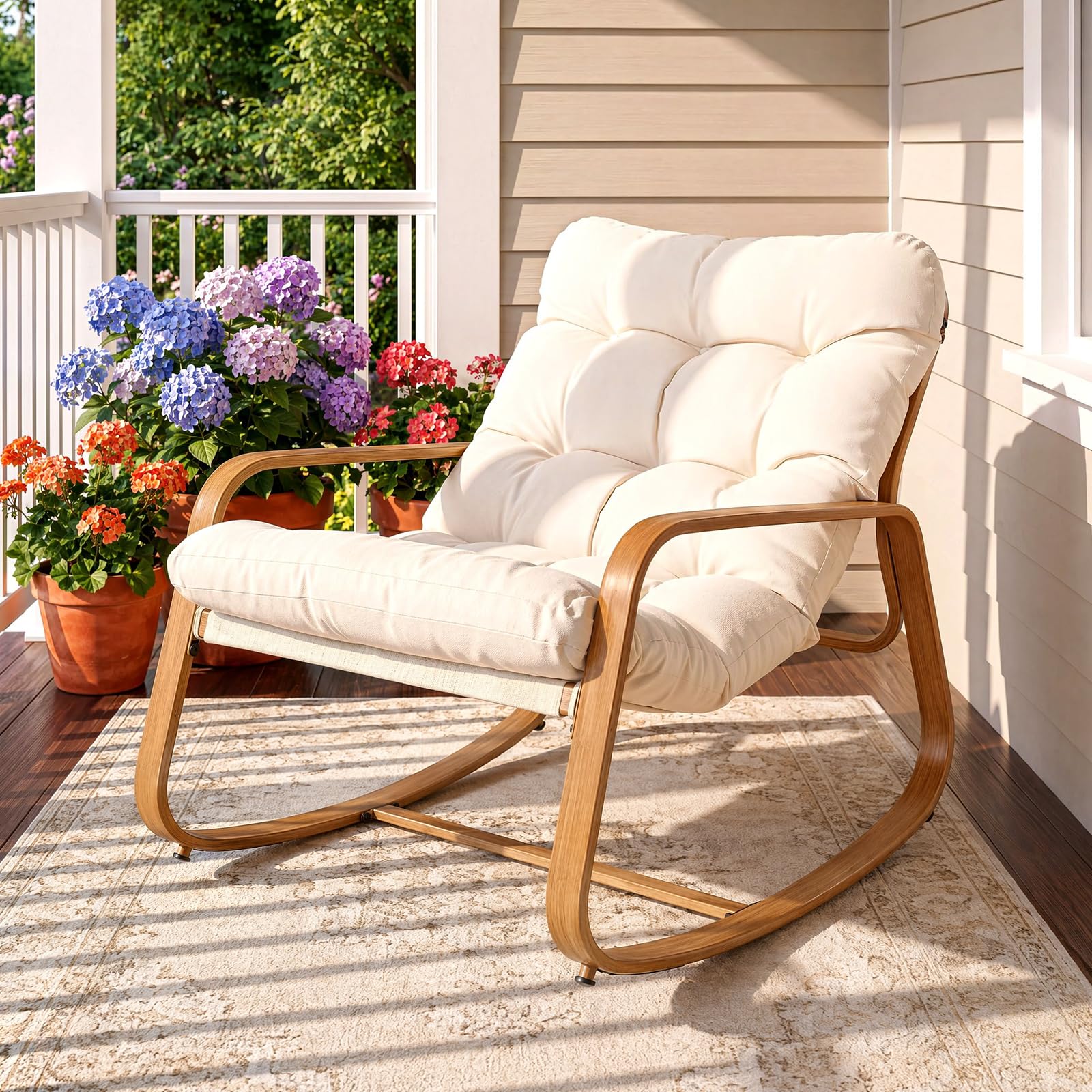 DriveMo Rocking Chair with Thick Cushion Outdoor Indoor