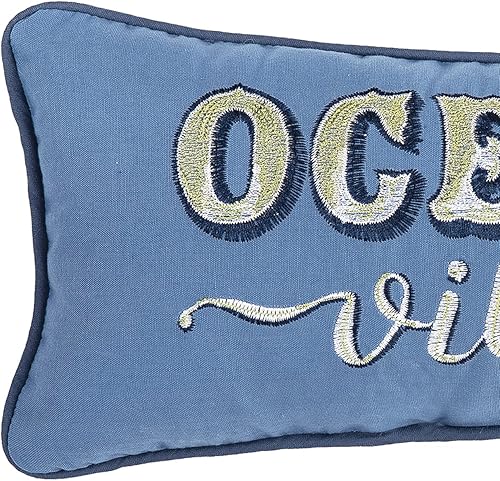 Miniatura 2 de C&F Home Ocean Vibes - Almohada bordada, 12 x 6, color azul