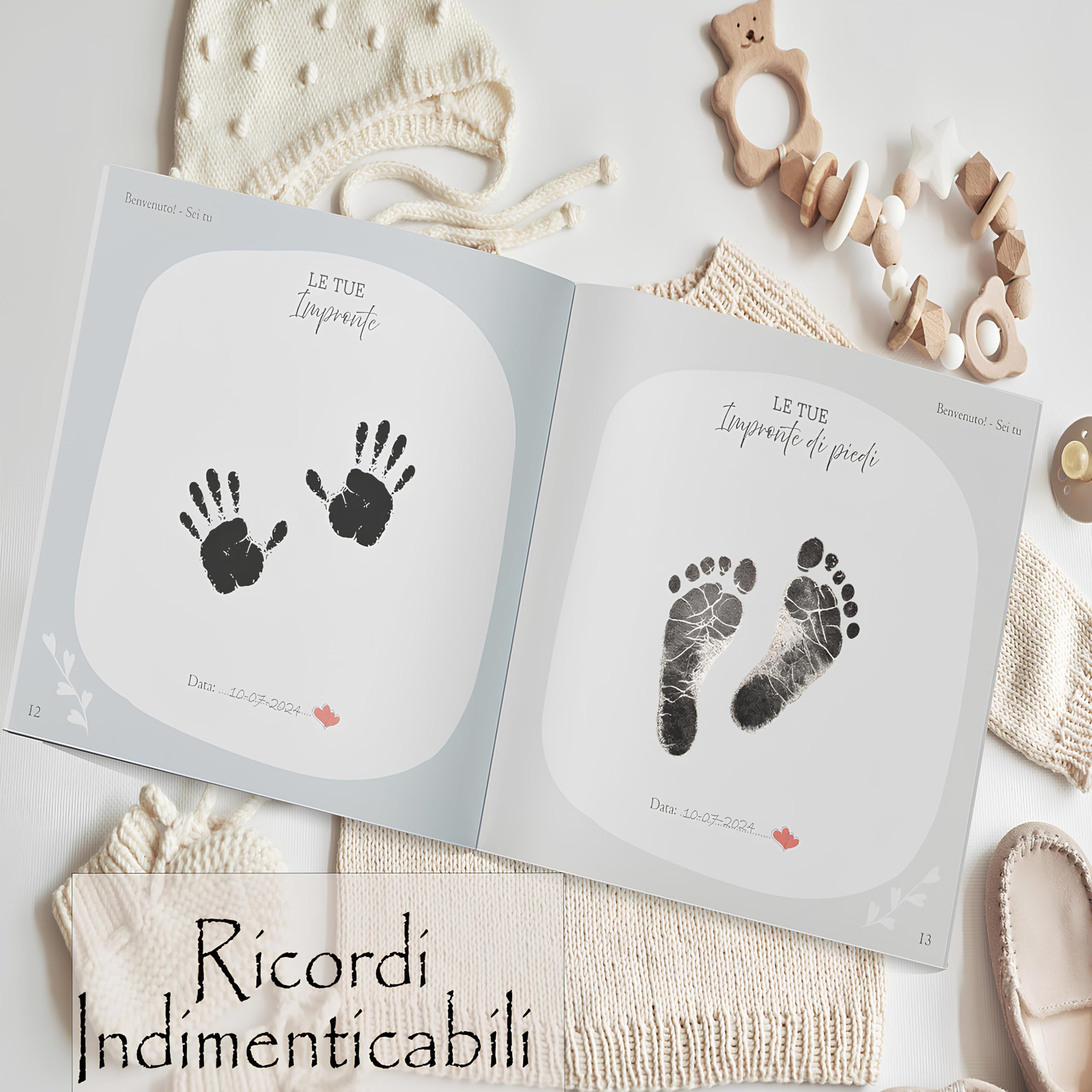 Album Ricordi Neonato - Album Nascita Bambino Bambina Fino a 5 Anni Di Vita stile Neutro- Regalo da Costudire per Sempre-Ottima Idea regalo nascita bimbo bimba Baby shower-Foto e scritte 80 P