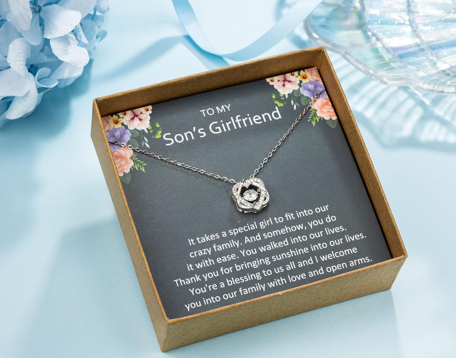 Sons Girlfriend Necklace from Mom, To my Son's Girlfriend Gifts, Sterling Silver 2 Infinity Heart Necklace, Valentine's Day Birthday Christmas Jewelry - Image 5