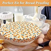 Vista 5 de OHIYO Fundas reutilizables para tazón de cera de abejas (2 grandes), tela elástica de algodón para pan de masa madre, tapas de tazón reutilizables