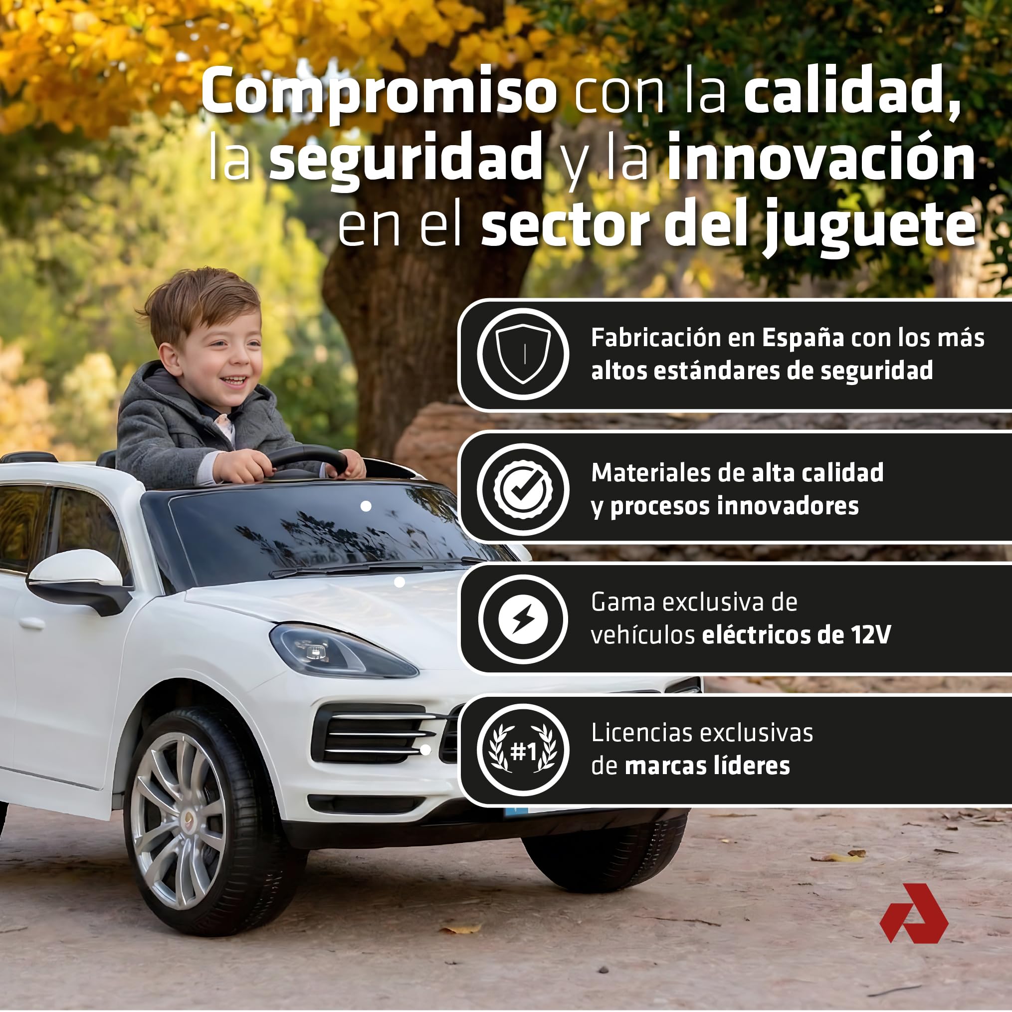 Coche Eléctrico Niños 3 Años 4 Años Porsche Cayenne 12V Blanco – Coche Batería Niños con Radio Control - Luces - Sonidos - Marcha Atrás - Apertura de Puertas - Licencia Porsche - 6 km/h – INJUSA