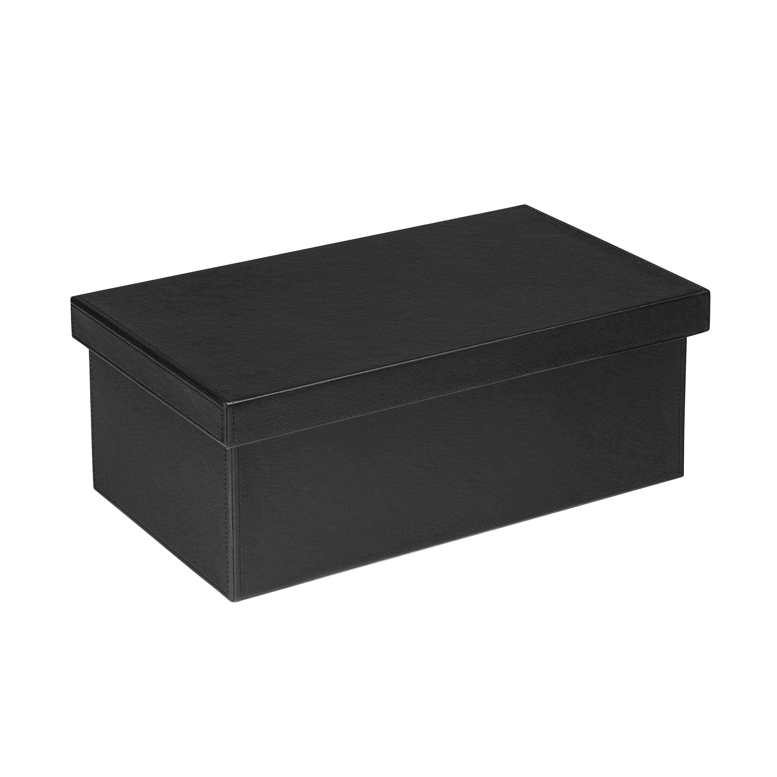 Osco Faux Leather Stackable Media Storage Box, Holds up to 26 DVDs, Blu-rays, CDs – Durable Wipe-Clean Finish – Space-Saving Storage Container, Single, Black