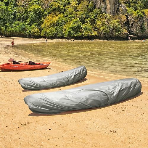 Miniatura 10 de Frelaxy Funda para kayak 420D, resistente al agua, resistente a los rayos UV, para almacenamiento al aire libre, cubierta antipolvo ultra fuerte,