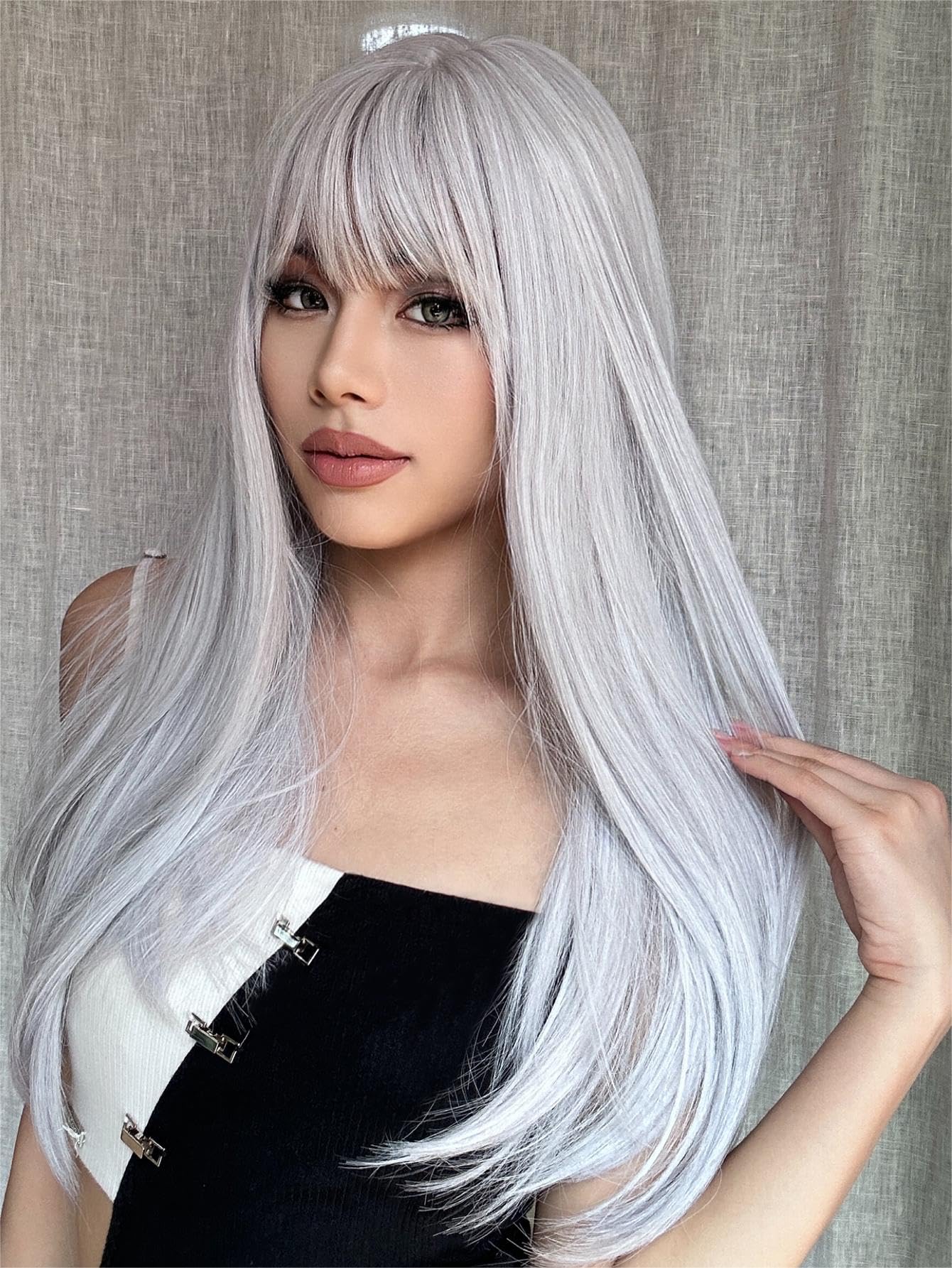 Long Straight Synthetic Wig with Bangs