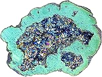 Vista 1 de TUMBEELLUWA Decoración de piedra de geoda de cristal con revestimiento de titanio irregular, espécimen de racimo de roca de arco iris natural