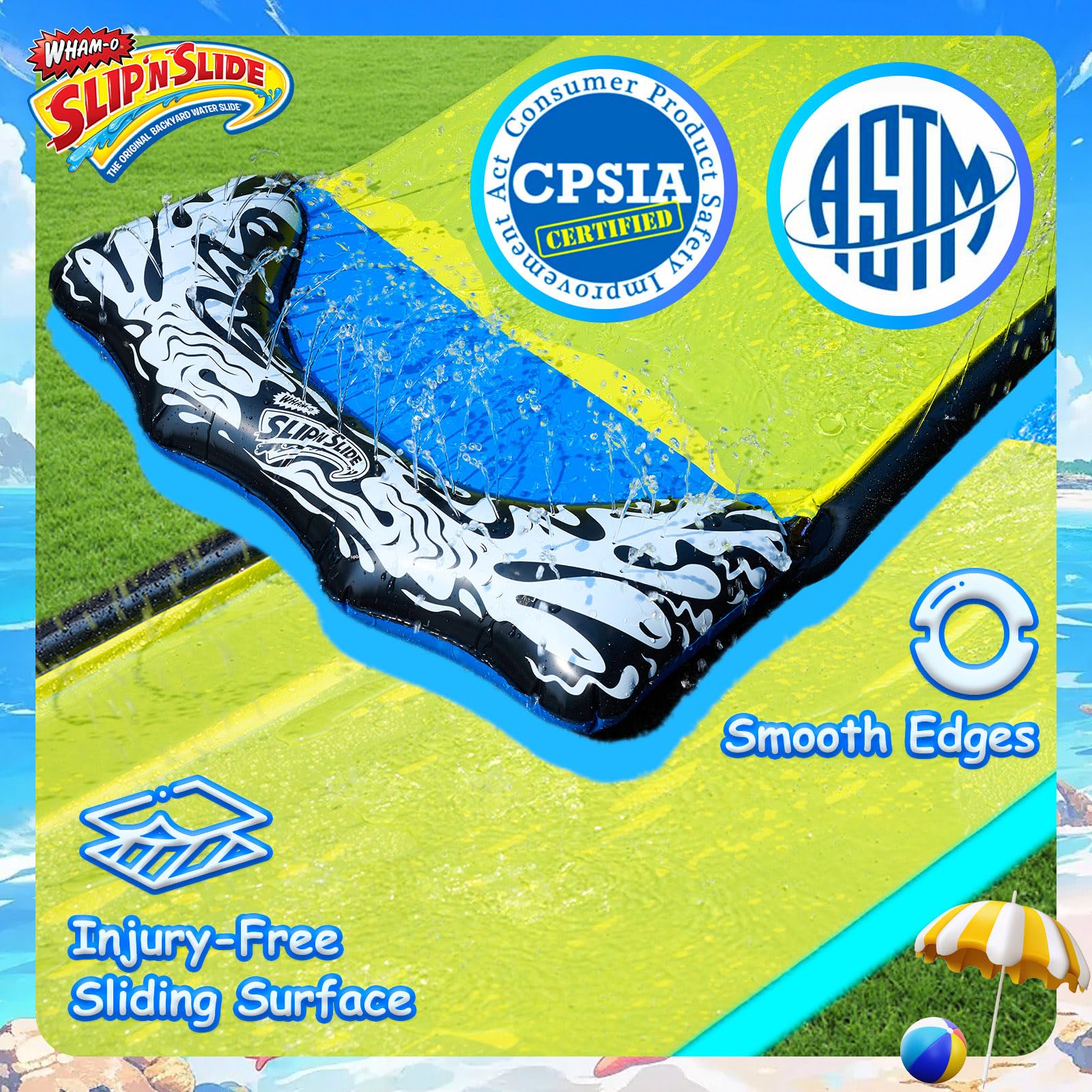 Wham-O Slip N Slide Wave Rider 548.64cm mit Boogie, Sommer-Outdoor-Spielzeug für Kinder von 5-12 Jahren, perfekt für Rasenpartys