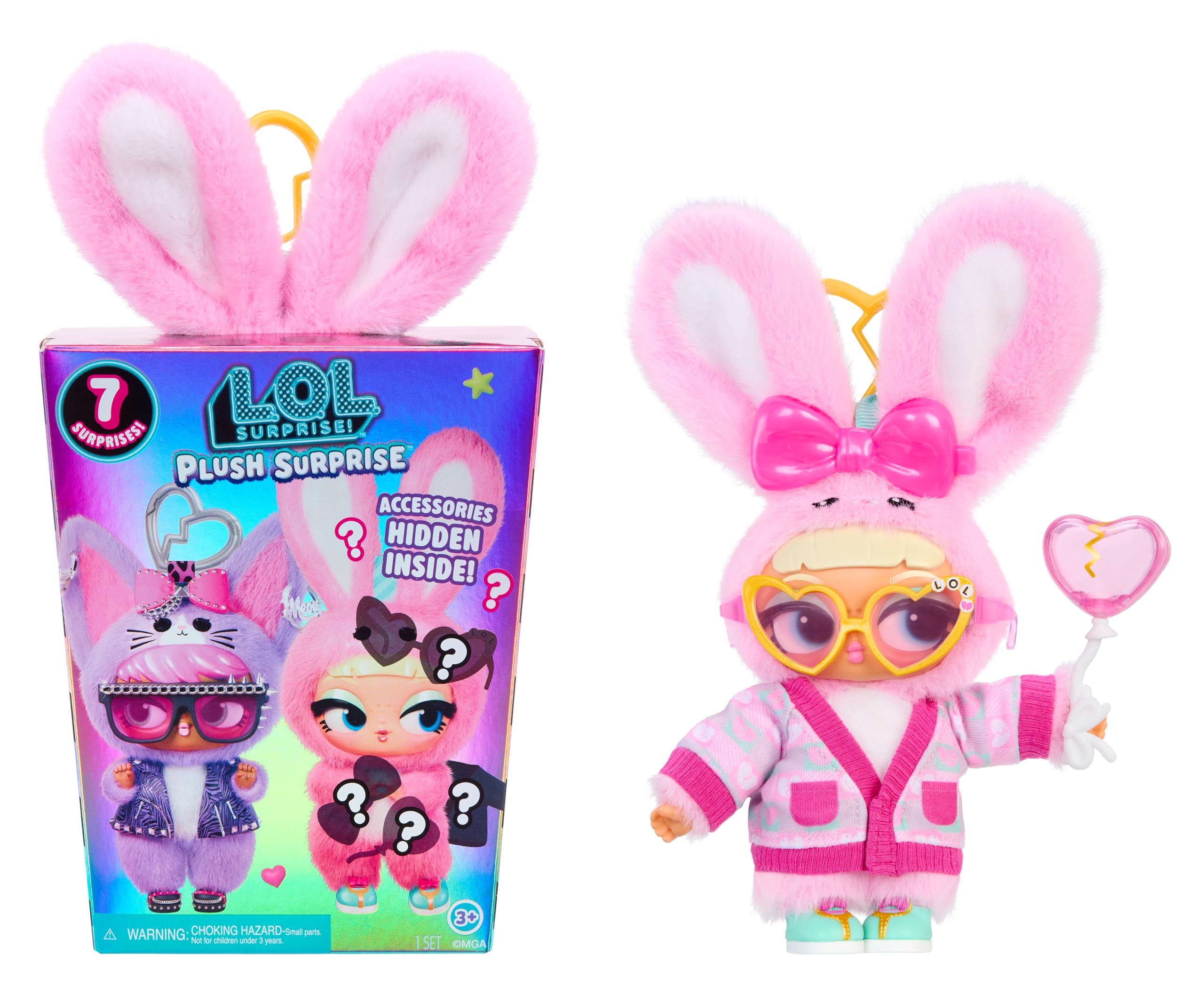 L.O.L. Surprise! Postać Plush Surprise — zestaw zawiera 7 elementów, kolekcjonerska pluszowa zabawka z breloczkiem, 6 wzorów do zebrania, odpowiednia dla dzieci od 4. roku życia