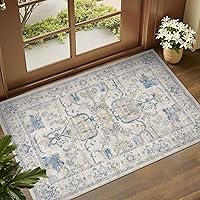 Vista 95 de jinchan Tapete de pasillo o cocina lavable, de época, reverso de hule antideslizante, ultradelgado, floral, para dormitorio, baño, lavandería y sala