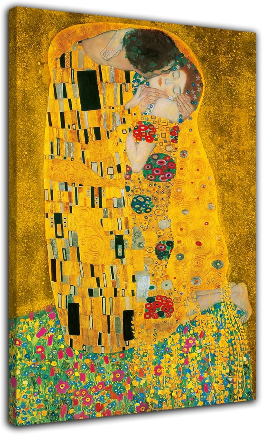 Gustav Klimt The Kiss Art Painting Poster Print Canvas Decor Painting Wall Art Room Aesthetics Bedroom Bathroom Decor Picture 32x48inch(80x120cm)-Unframed