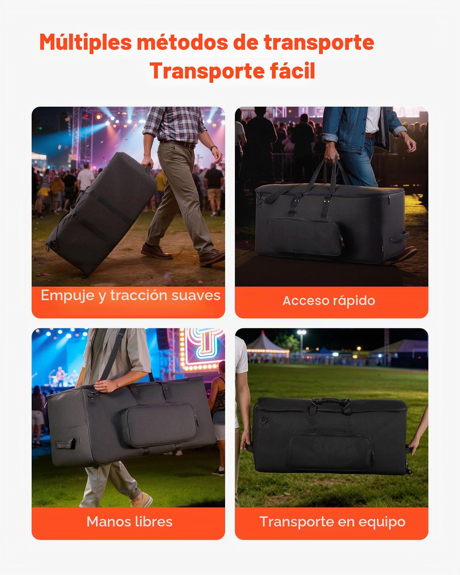 VEVOR Bolsa de Transporte para Kit de Batería Electrónica, 920 x 420 x 410 mm, Bolsa de Viaje con Ruedas Divisores Ajustables Correa de Hombre Desmontable, para Caja Tom Bombo Cables Baquetas, Negro