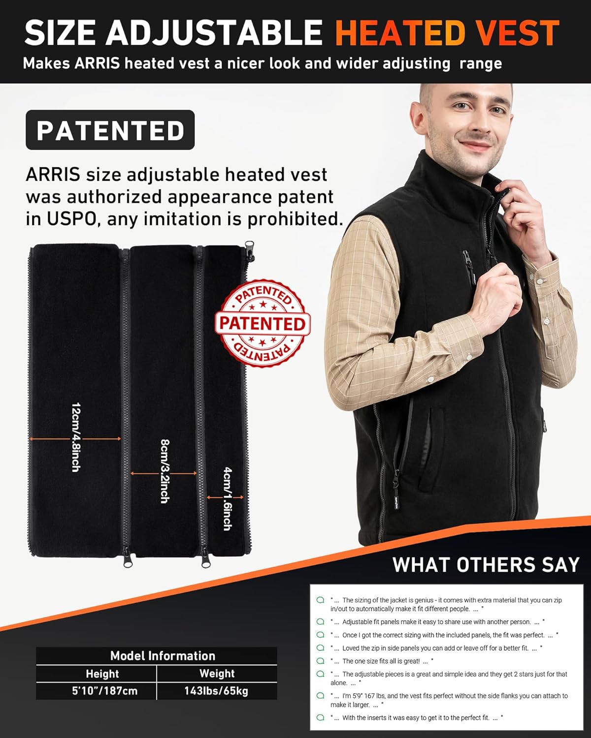 ARRIS Heated Mens Vest with Battery Pack 7.4V, Size Adjustbale Fleece Heated Vest with Shoulder Heat, Hand Warmer for Winter Hunting Skiing, Unisex - Image 2