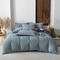 Vista 33 de EAVD Juego de ropa de cama de 3 piezas con funda de edredón floral azul, tamaño Full, algodón suave blanco y azul, juego de ropa de cama coqueto