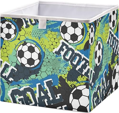 Cubos de almacenamiento plegables de tela para pelota de fútbol con asas, organizador cuadrado para armario, forro impermeable para ropa, juguetes,